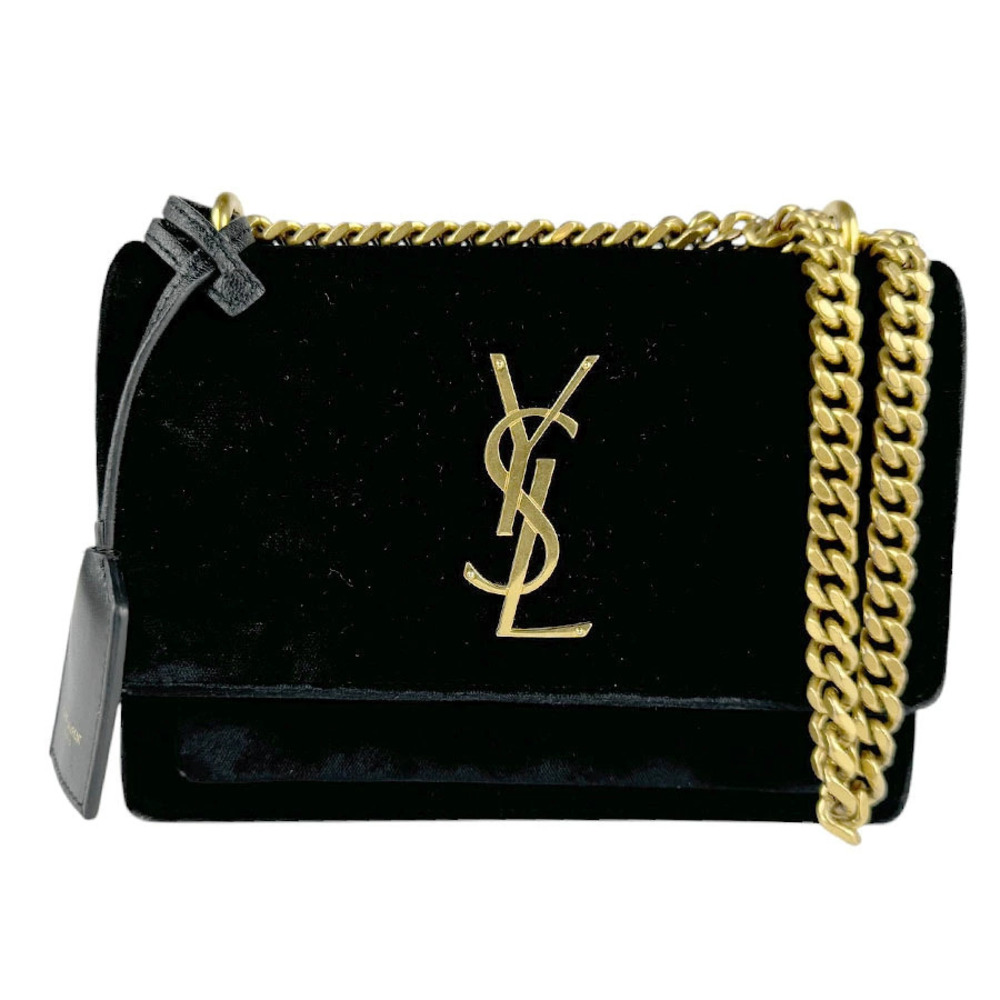 Saint Laurent shoulder bag velour black gold